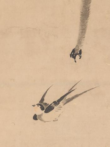 Monkey and Swallow by 
																			Hanabusa Itcho