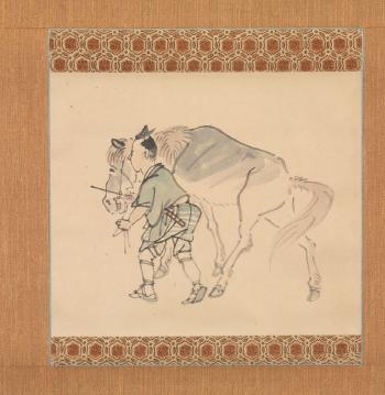 Groom with a Horse by 
																			 Suzuki Nanrei