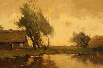 Farm in a polder landscape by 
																	Egnatius Ydema