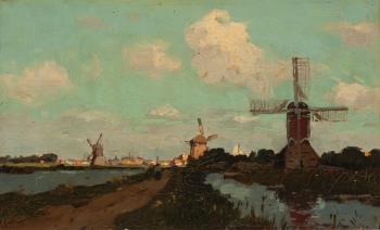 Landscape with windmills by 
																	Egnatius Ydema