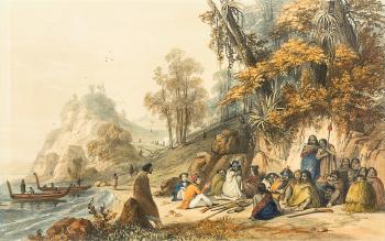 The wounded chief Hongi and his family, Bay of Island by 
																	Augustus Earle