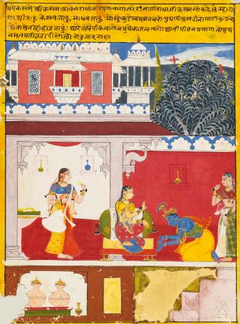 An Illustration to The  Rasika Priya of Keshav Das by 
																	 Sahibdin