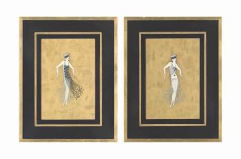 Two beaded costume designs for 'Dance Madness', Mgm Hollywood, 1925 by 
																	Romain de Tirtoff Erte
