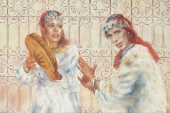 Deux Jeunes Filles au Tambourin by 
																	Catherine Dammeron