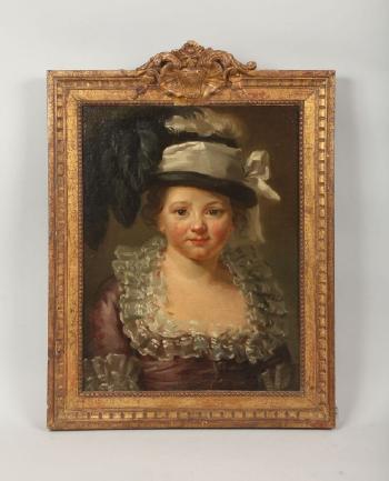 Portrait de jeune fille au chapeau by 
																	Jean Voille