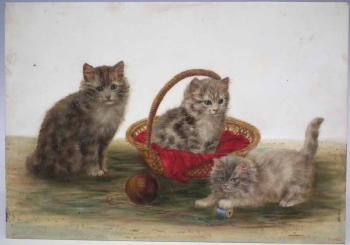 Three kittens by 
																	Bessie Bamber