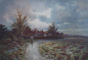Figure on a rural lane by 
																	Frederick Walmisley