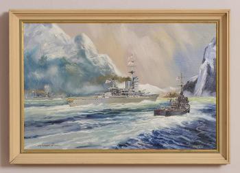 HMS Warspite at Narvik by 
																			John Trueman