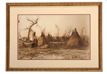 Camp of spotted Eagle's hostile Sioux Tongue river valley by 
																	Laton A Huffman