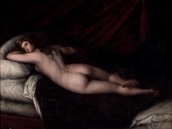 Desnudo feminino tumbado by 
																	Dioscoro Teofilo de la Puebla