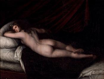 Desnudo femenino tumbado by 
																	Dioscoro Teofilo de la Puebla
