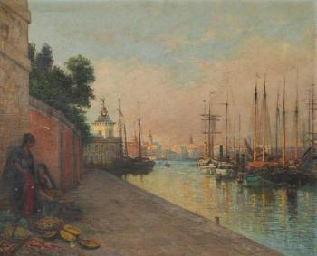 Les marchandes des quatre saisons à Venise by 
																	Edmond Louis Dupain