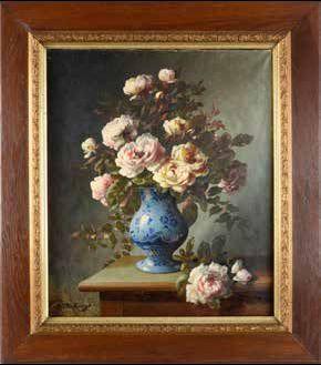 Bouquet de roses dans un vase by 
																	Nikolai Andrejewitsch Okolowitsch