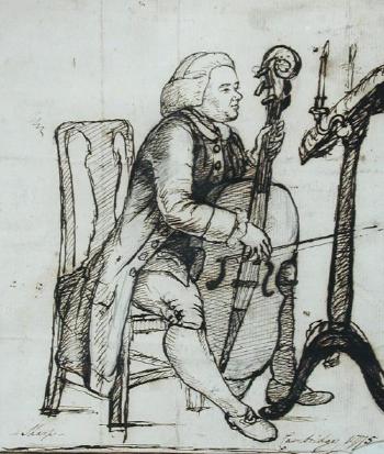 Mr Sharp playing cello at Cambridge by 
																	Thomas Orde-Powlett