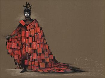 Costume design for king Arthur, Canterbury tales by 
																	Loudon Sainthill