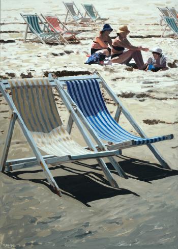 Chairs on Tel Aviv beach by 
																	Aryeh Azene