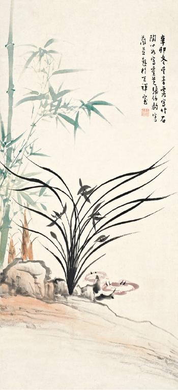 Ganoderma, Orchid and Bamboo by 
																	 Tao Xinru
