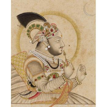 A portrait of Maharaja Jagat Singh II by 
																			 Udaipur School