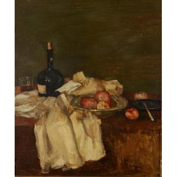 Pennsylvania scene; and Still life with bottle of wine by 
																			Seymour Remenick