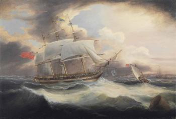 British Shipping off a Harbour by 
																	William Elmes
