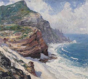 A coastal cape landscape by 
																	Pieter Hugo Naude