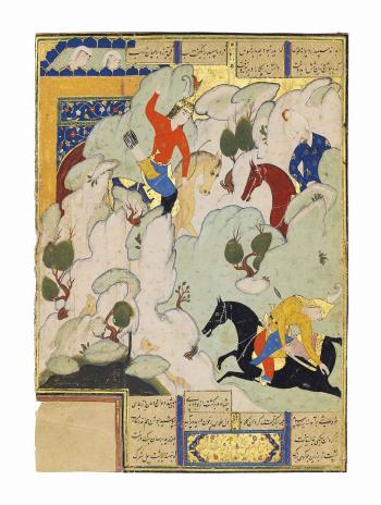 The battle between Tus and Furud by 
																	 Safavid School