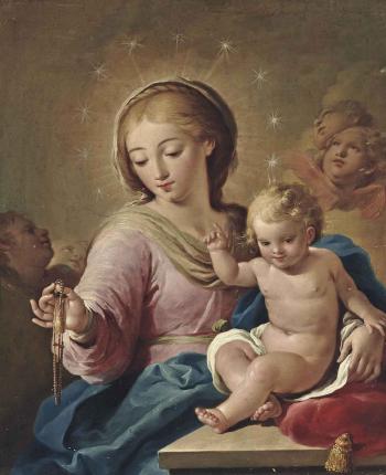 The virgin of the rosary by 
																	Jose Camaron y Boronat
