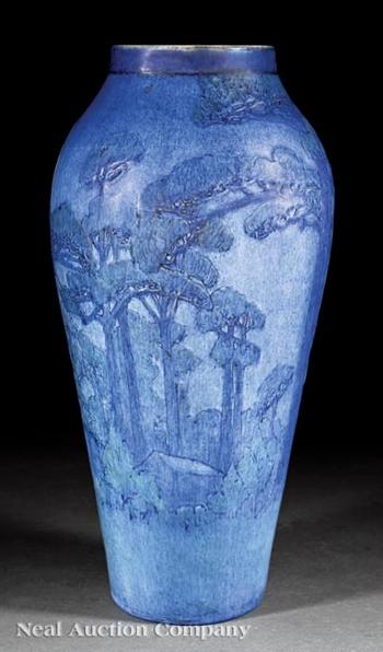 Rare and Monumental Scenic Landscape Vase by 
																			Henrietta Davidson Bailey