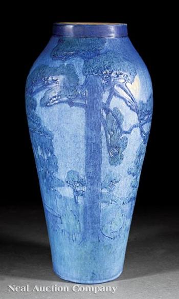 Rare and Monumental Scenic Landscape Vase by 
																			Henrietta Davidson Bailey