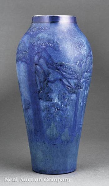 Rare and Monumental Scenic Landscape Vase by 
																			Henrietta Davidson Bailey