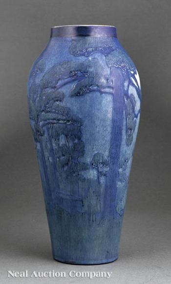 Rare and Monumental Scenic Landscape Vase by 
																			Henrietta Davidson Bailey