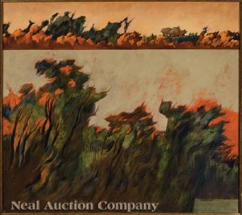 Marsh, Fiery Sunset by 
																			James Lamantia