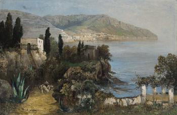 Paesaggio con pastore e gregge by 
																	Angelo Cannone