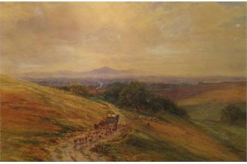 Sheep on a Moorland Trackw by 
																			Arthur Henry Enock