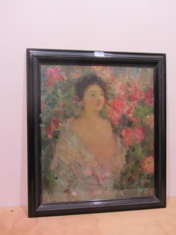 Lady in Garden of Roses by 
																			Victor Noble Rainbird