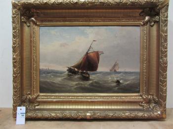 Dutch sailing barge off the coast by 
																			Henry Moore of Hull