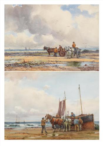 Herring drifter; On The Mussel Beds at Heysham by 
																			George Hamilton Constantine