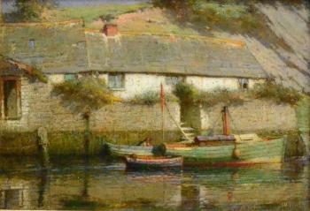 A riverside cottage by 
																			James Valentine Jelley