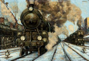 Lokomotiven by 
																	Hans Baluschek