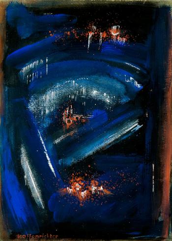 Durchblick durch blau; Licht über Bergen by 
																			Hans Haffenrichter
