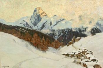 Wiesen mit dem Tinzenhorn b. Davos Schweiz. by 
																			Carl Saltzmann