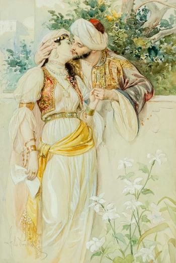 Ein orientalisches Liebespaar by 
																			Franz Bohumil Doubek