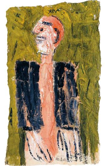 Stehender Mann mit Glatze als Dreiviertelfigur by 
																	Herbert Achternbusch