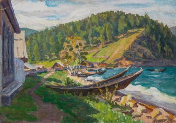 Landscape with boats by 
																	Lidia Gagarina