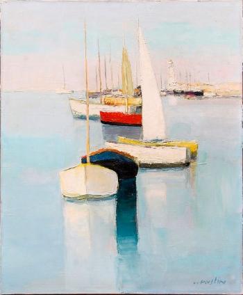 Barques dans le port by 
																	Joseph Muslin