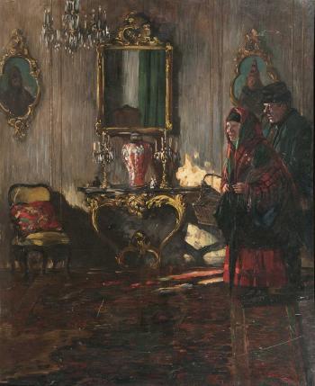 Bauernpaar in adeligem Salon by 
																	Heinrich Oesterschmidt