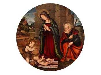 Anbetung des Jesuskindes mit heiligem Joseph und Johannes dem Täufer als Kind by 
																			Niccolo Cartari