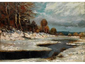 Winterlandschaft mit Fluss by 
																	Ernesto Rayper