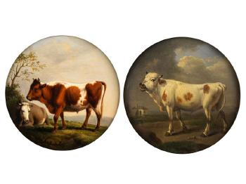 Bildnis eines Ochsen; Bildnis zweier Rinder by 
																	Alexander Johann Dallinger von Dalling
