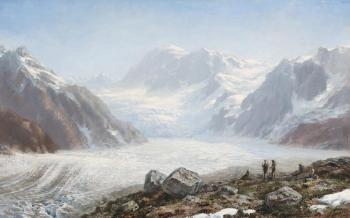 Blick auf den Aletschgletscher, mit Jungfrau, Mönch, Trugberg und Eiger im Hintergrund by 
																	Jules Jequier